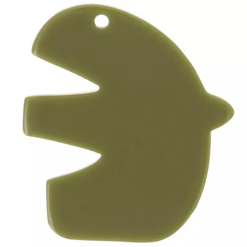 30x26mm Acrylic bird pendant - Khaki x1