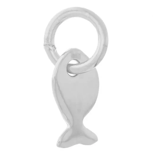 7x3.5mm 925 Sterling Silver Mini fish charm with open ring x1