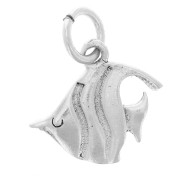 11x10mm 925 Sterling Silver Fish charm with open ring x1|raw }}