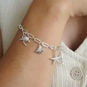 11x10mm 925 Sterling Silver Fish charm with open ring x1