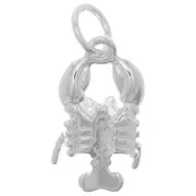 14x8mm 925 Sterling Silver Lobster charm with closed ring x1