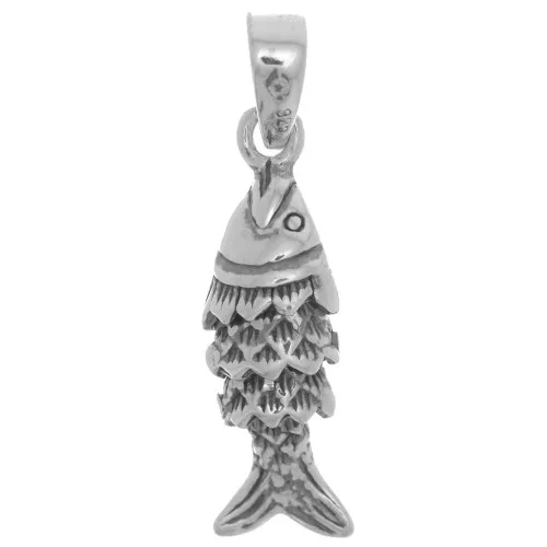19x6mm 925 Sterling Silver articulated fish pendant with closed ring x1