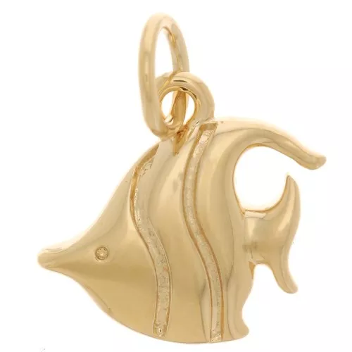 11x10mm fish charm with closed ring - 3-micron gold-plated x1