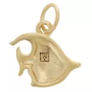 11x10mm fish charm with closed ring - 3-micron gold-plated x1