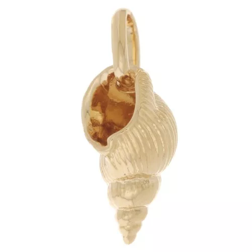 13x7mm shell charm with closed ring - 3-micron gold-plated x1