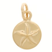 6mm Mini round charm starfish pattern - closed ring - Gold plated 3 microns x1|raw }}