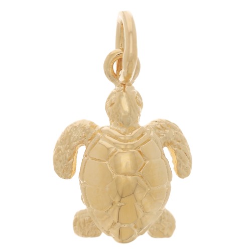13x9mm turtle charm with closed ring - 3-micron gold-plated x1