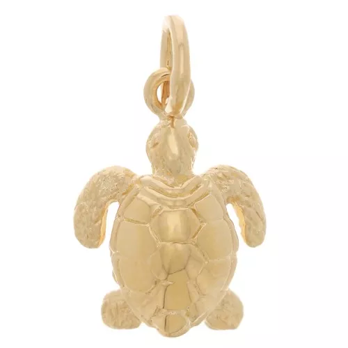 13x9mm turtle charm with closed ring - 3-micron gold-plated x1