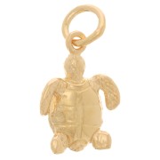 13x9mm turtle charm with closed ring - 3-micron gold-plated x1