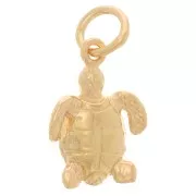 13x9mm turtle charm with closed ring - 3-micron gold-plated x1