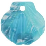 16mm Acetate Shell Pendant - Marbled Turquoise - White x1