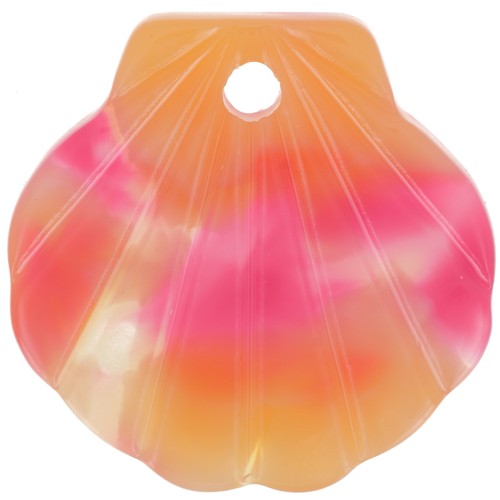 16mm Acetate Shell Pendant - Tortoiseshell - Red - Orange x1