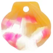 16mm Acetate Shell Pendant - Tortoiseshell - Red - Orange x1