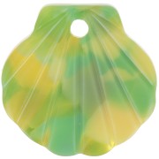 16mm Acetate Shell Pendant - Tortoiseshell - Green - Yellow x1|raw }}