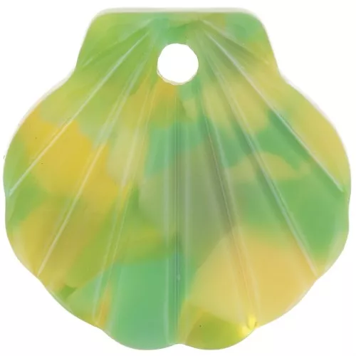 16mm Acetate Shell Pendant - Tortoiseshell - Green - Yellow x1