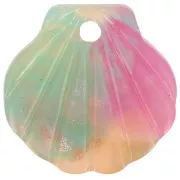 16mm glitter acetate shell pendant Tortoiseshell - Salmon - Pink