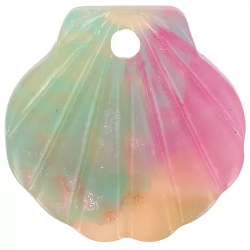 16mm glitter acetate shell pendant Tortoiseshell - Salmon - Pink