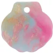 16mm glitter acetate shell pendant Tortoiseshell - Salmon - Pink