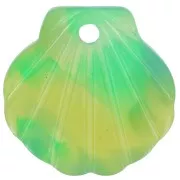 16mm Acetate Shell Pendant - Tortoiseshell - Dark Green - Green x1