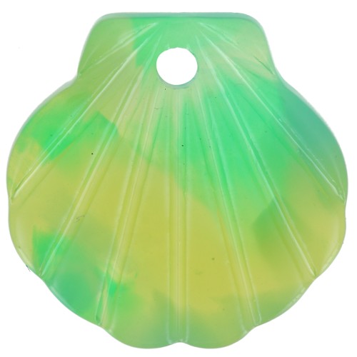 16mm Acetate Shell Pendant - Tortoiseshell - Dark Green - Green x1