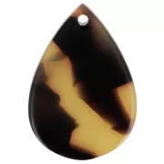 22x15 mm acetate teardrop pendant - Tortoiseshell - Brown - Black x1