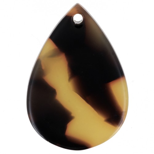 22x15 mm acetate teardrop pendant - Tortoiseshell - Brown - Black x1