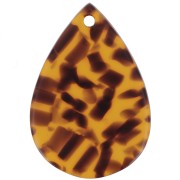 22x15 mm acetate teardrop pendant - Brown Terrazzo - Black x1