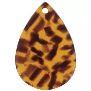 22x15 mm acetate teardrop pendant - Brown Terrazzo - Black x1