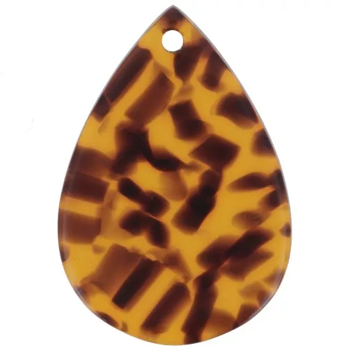 22x15 mm acetate teardrop pendant - Brown Terrazzo - Black x1