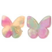 16x19.5mm acetate butterfly earstuds - Tortoiseshell - Salmon x2|raw }}