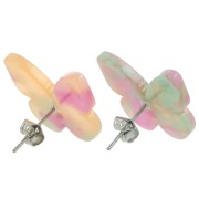16x19.5mm acetate butterfly earstuds - Tortoiseshell - Salmon x2
