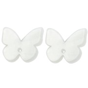 16x19.5mm acetate butterfly earstuds - Pearlescent white x2|raw }}
