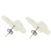 16x19.5mm acetate butterfly earstuds - Pearlescent white x2