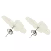 16x19.5mm acetate butterfly earstuds - Pearlescent white x2