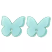 16x19.5mm acetate butterfly earstuds - Marbled Celadon - White x2