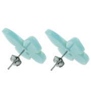16x19.5mm acetate butterfly earstuds - Marbled Celadon - White x2