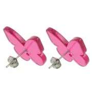 16x19.5mm clear acetate butterfly earstuds - Magenta x2