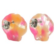 16mm Acetate Shell Earstuds - Tortoiseshell - Red x2