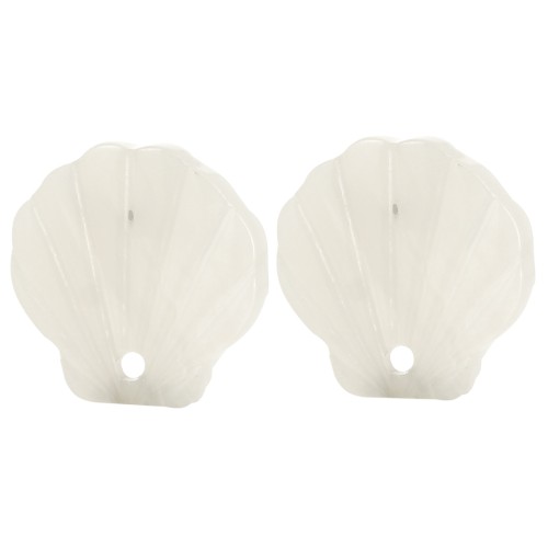 16mm Acetate Shell Earstuds - Marbled Beige - Ivory x2