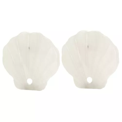 16mm Acetate Shell Earstuds - Marbled Beige - Ivory x2