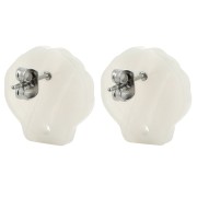 16mm Acetate Shell Earstuds - Marbled Beige - Ivory x2