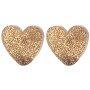 14x15.5mm Acrylic heart earstuds - Bronze glitter x2|raw }}