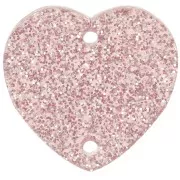 15x16.5mm Acrylic heart spacer - Antique pink glitter x1