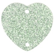 15x16.5mm Acrylic heart spacer - Moss green glitter x1