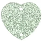 15x16.5mm Acrylic heart spacer - Moss green glitter x1