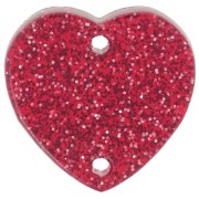 15x16.5mm Acrylic heart spacer - Red glitter x1