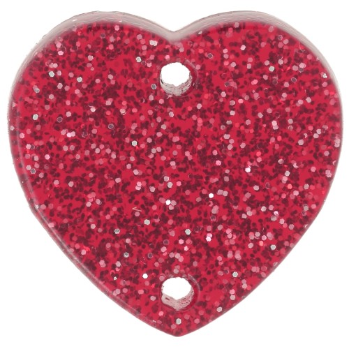 15x16.5mm Acrylic heart spacer - Red glitter x1