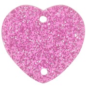 15x16.5mm Acrylic heart spacer - Pink glitter x1