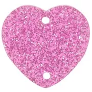 15x16.5mm Acrylic heart spacer - Pink glitter x1