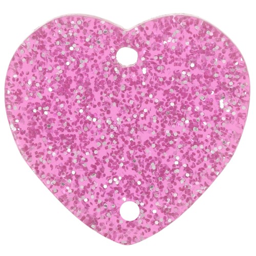 15x16.5mm Acrylic heart spacer - Pink glitter x1